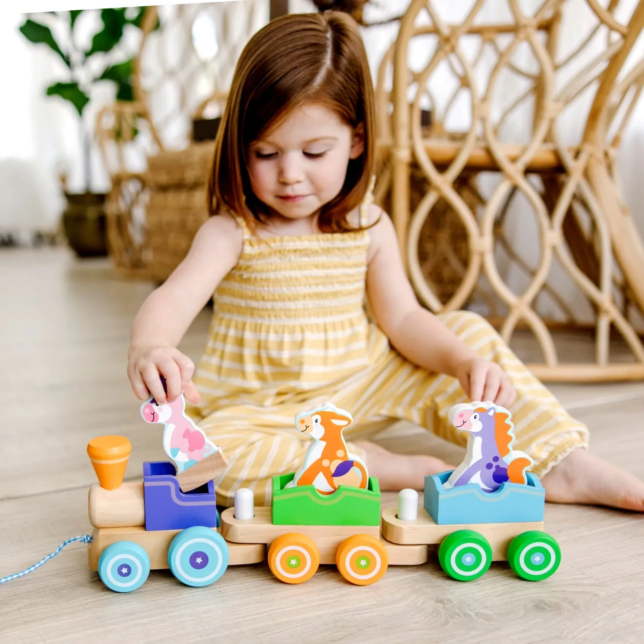 Melissa & Doug First Play Bauernhof Holz-Ziehzug 6-tlg ab 18 Monaten