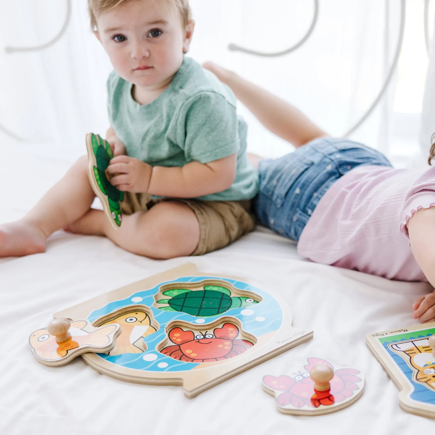 Melissa & Doug Jumbo Steckpuzzle Holz 2er-Pack Fische