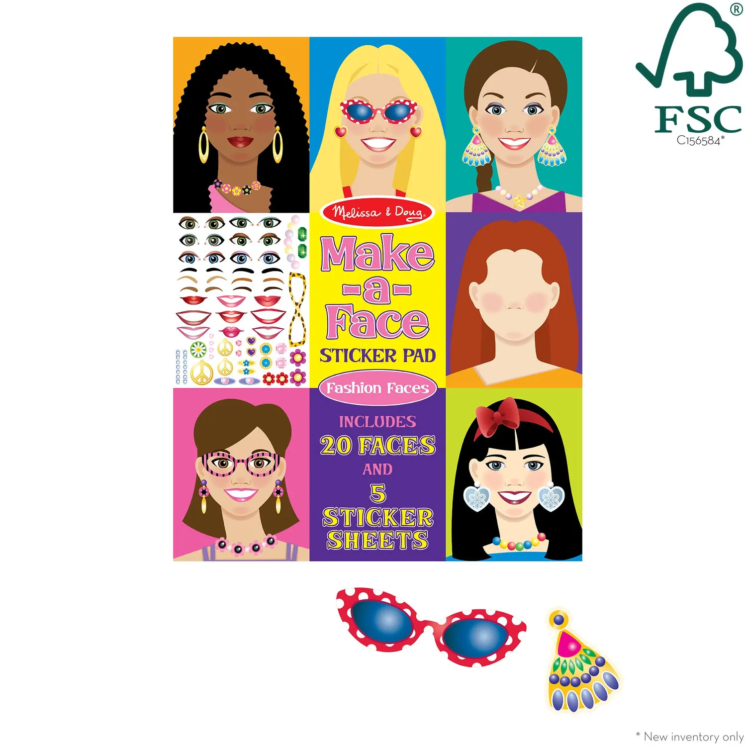 Melissa & Doug Make-a-Face Fashion Faces Stickerheft 250 Sticker