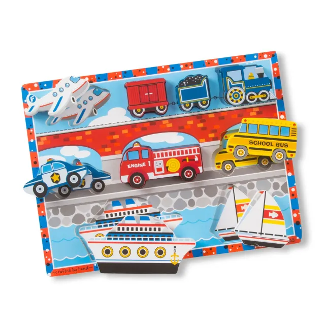 Melissa & Doug Vehicles Chunky Puzzle Holzpuzzle 9 Teile Fahrzeuge