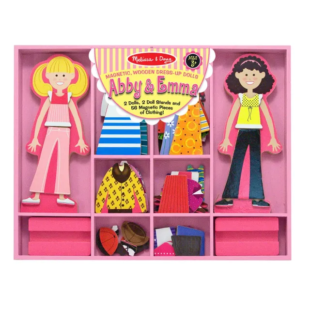 Melissa & Doug Abby & Emma Magnetpuppen Anziehspiel 56 Teile Holz