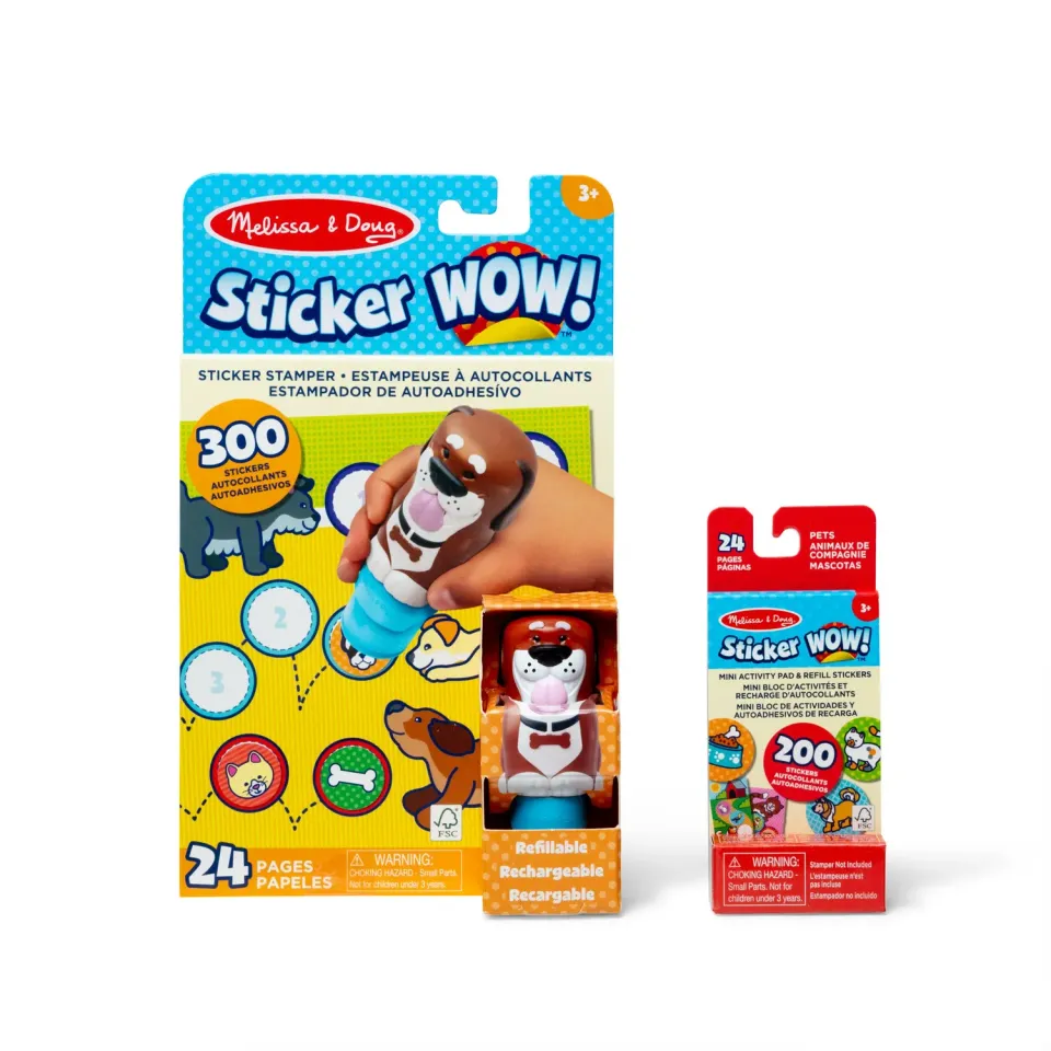 Melissa & Doug Sticker WOW Dog Stempel-Set 500 Sticker mit Pad