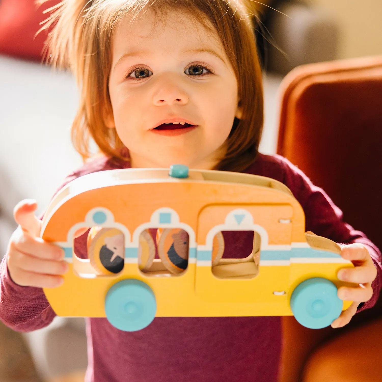 Melissa & Doug GO Tots Roll & Ride Bus Holzbus ab 1 Jahr