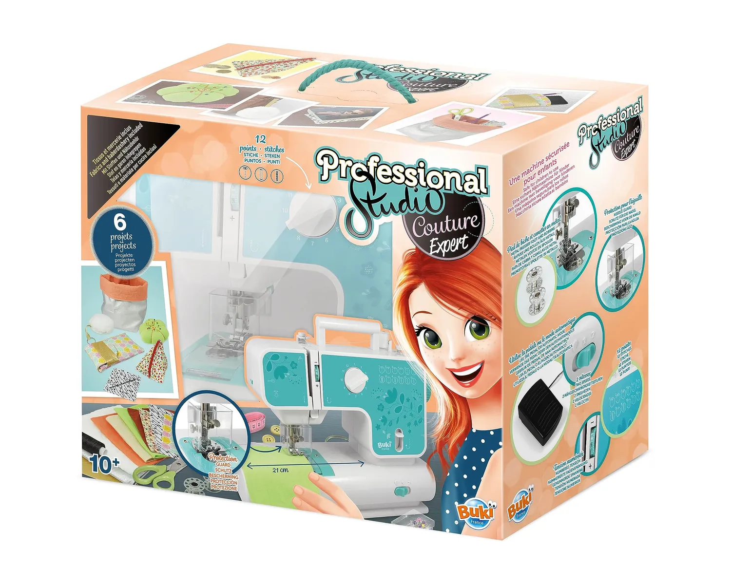 Buki Professional Studio Couture Nähmaschine für Kinder 4 Projekte