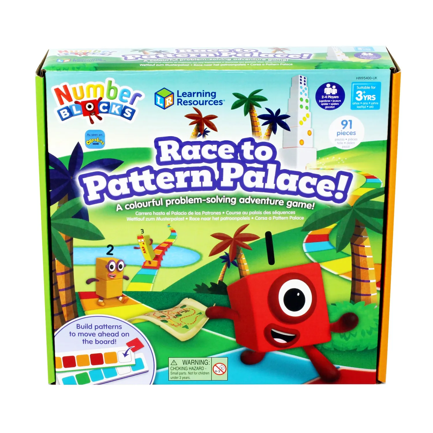 Learning Resources Numberblocks Wettlauf zum Musterpalast Brettspiel 91-teilig