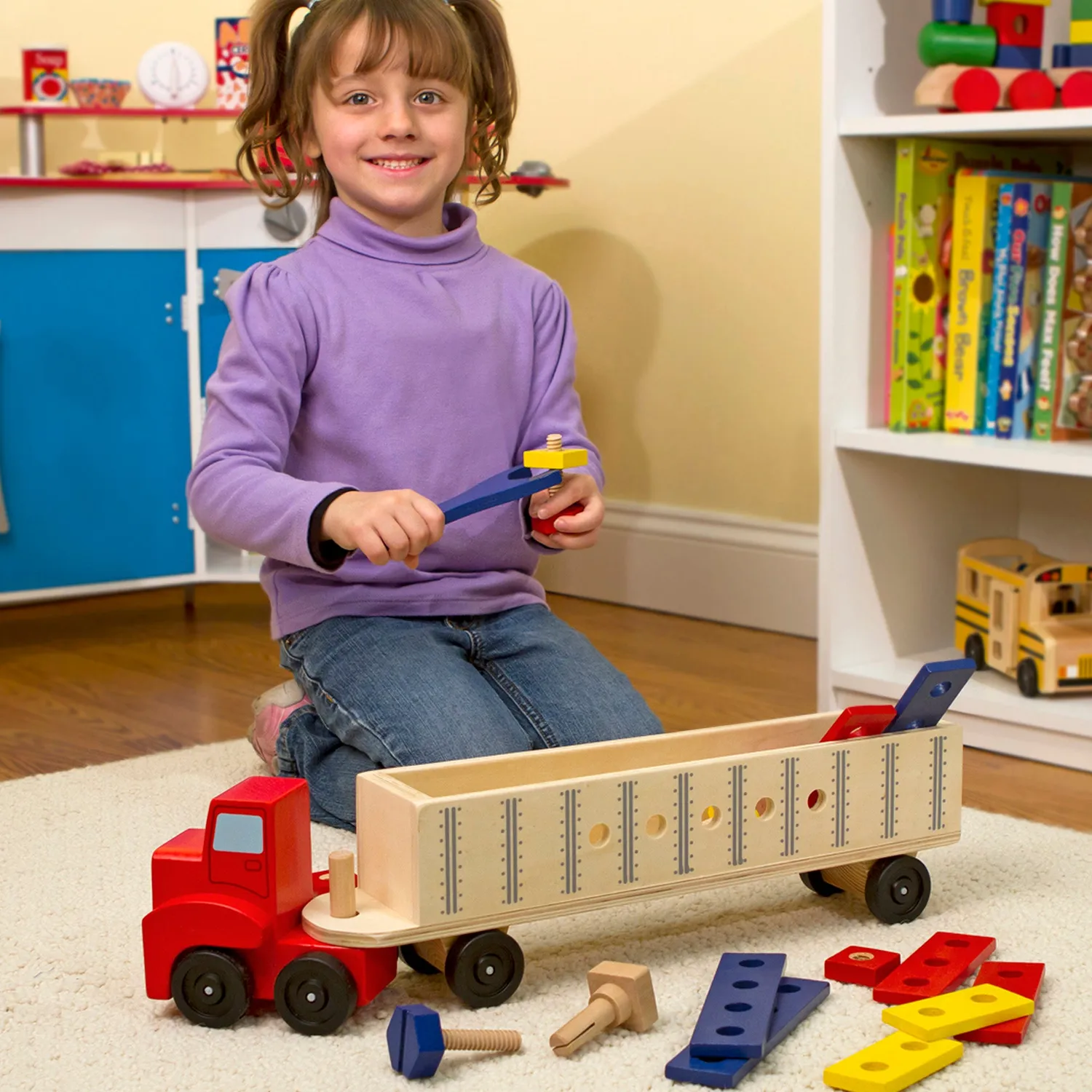 Melissa & Doug Big Rig Bauset Holz-LKW 22 Teile ab 3 Jahre