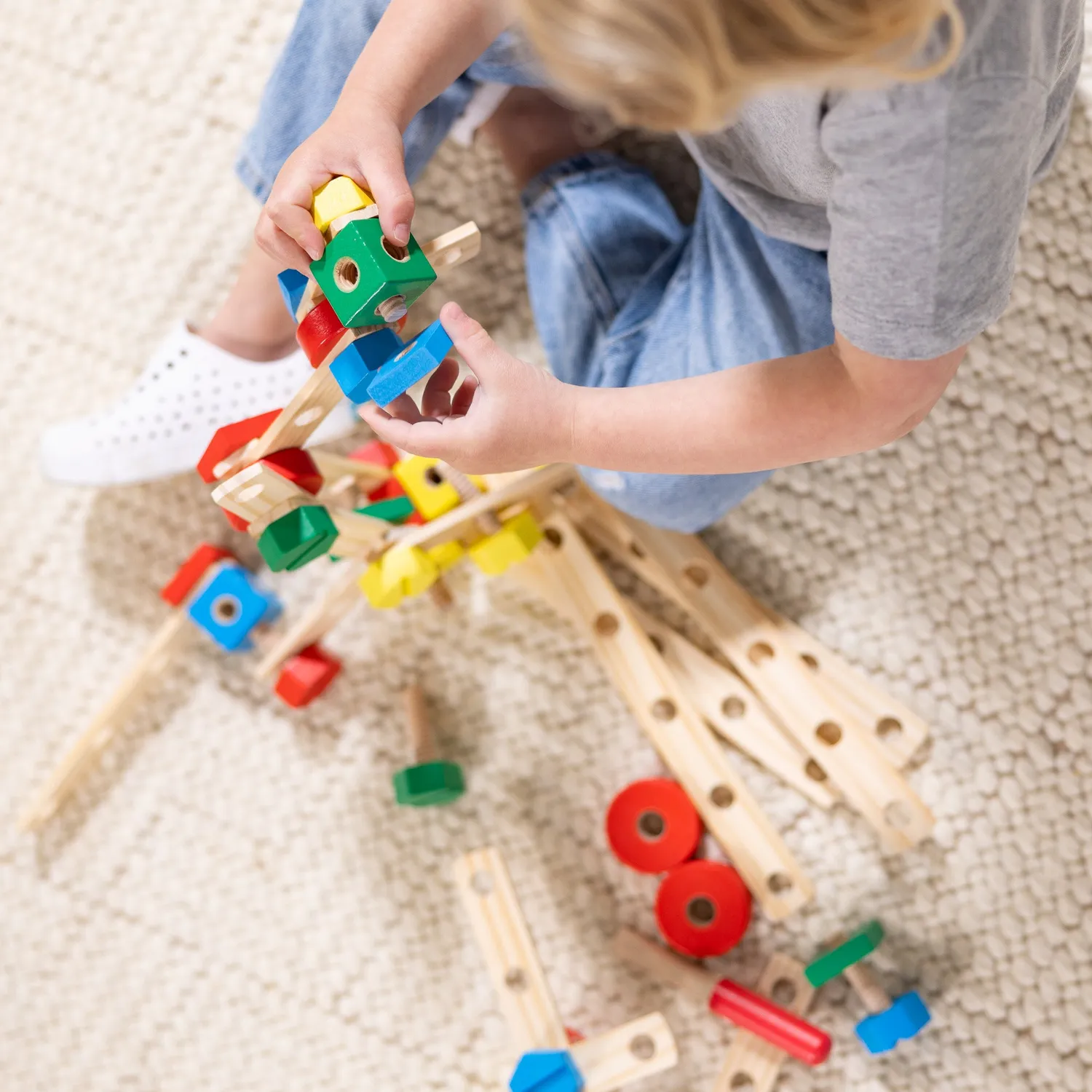 Melissa & Doug Construction Set in a Box Bauset Holz 48-teilig
