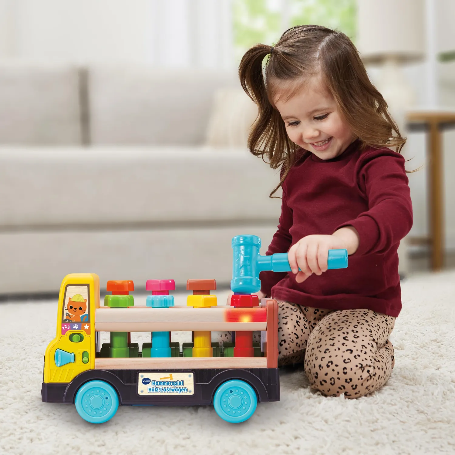 VTech Holz-Lastwagen Hammer Lernspielzeug mit Licht