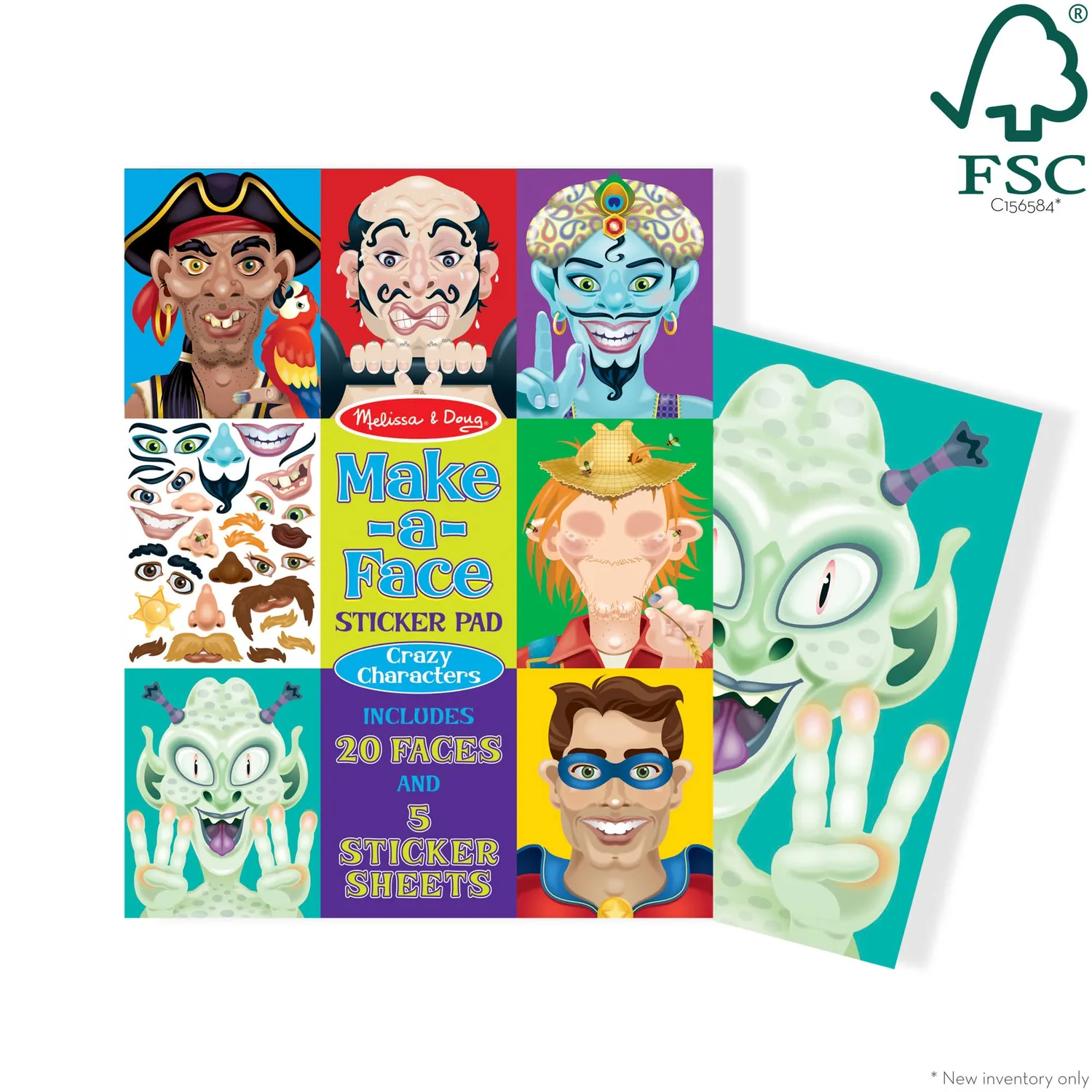 Melissa & Doug Make-a-Face Stickerheft Crazy Characters 160