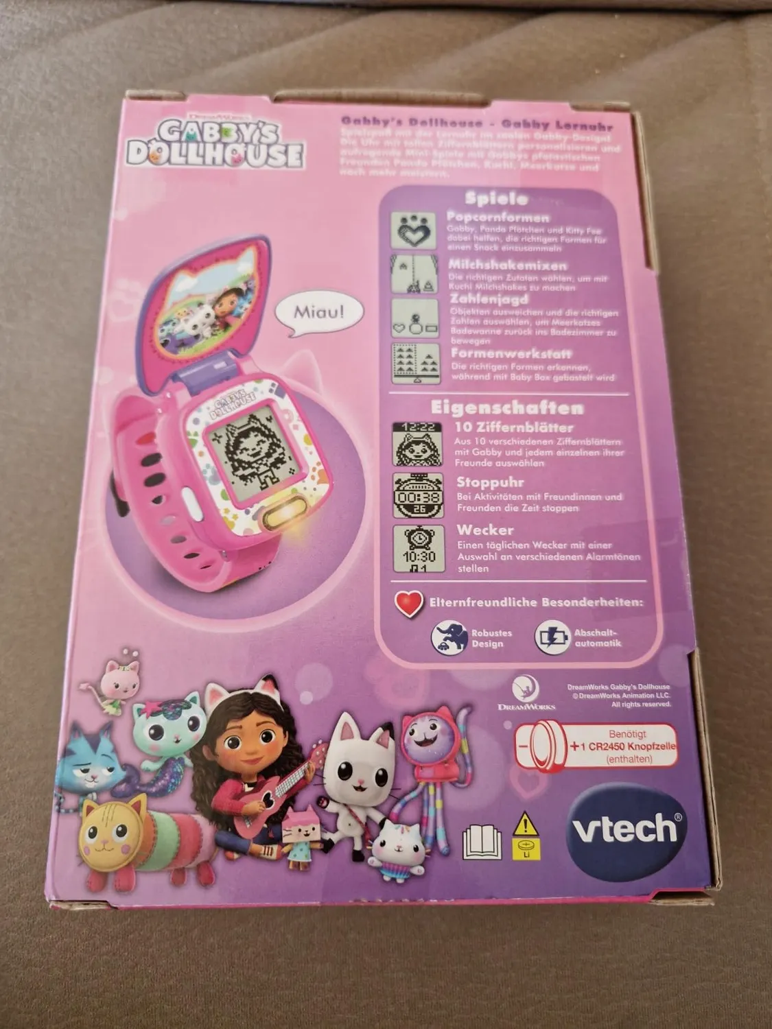 VTech Gabbys Dollhouse Lernuhr mit 4 Spielen und Stimme