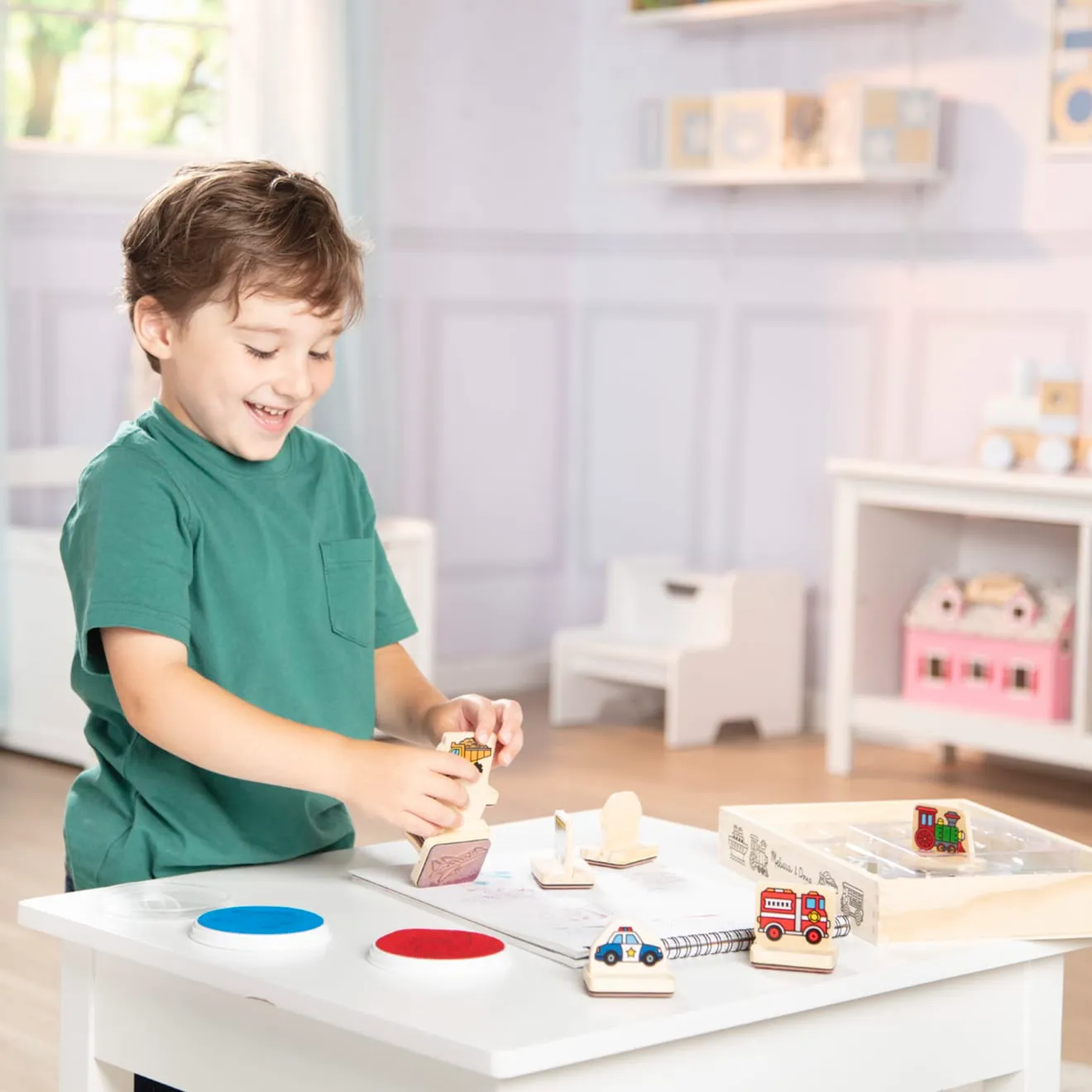 Melissa & Doug My First Stempelset Fahrzeuge Holz 8tlg