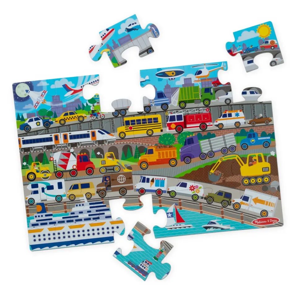 Melissa & Doug Traffic Jam Bodenpuzzle 24 Teile Fahrzeuge