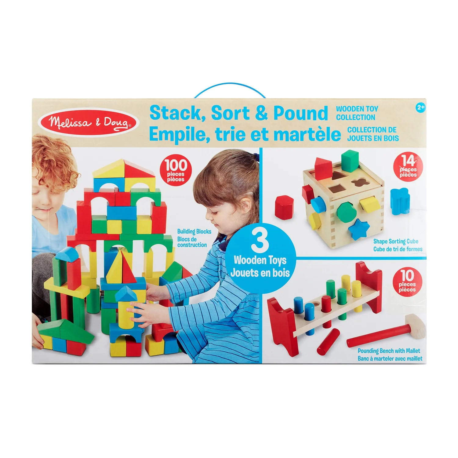 Melissa & Doug Stack Sort Pound Holzspielzeug Set 3-teilig