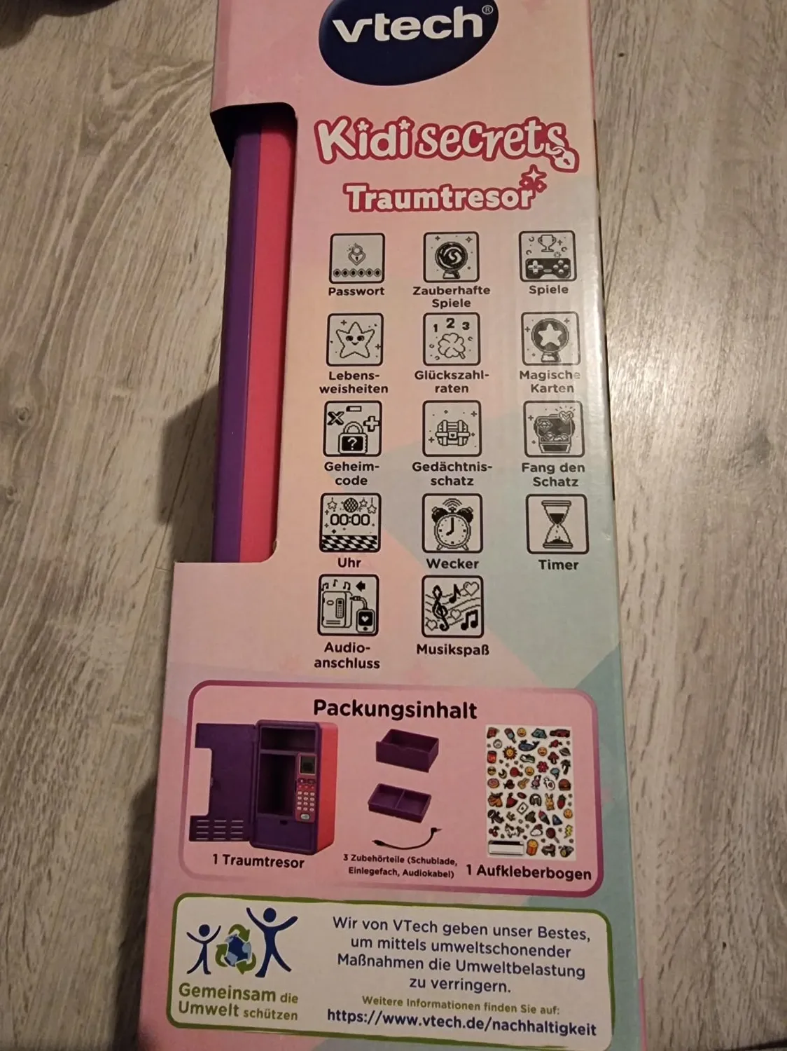 VTech KidiSecrets Traumtresor Kindersafe Lila-Schwarz mit Code