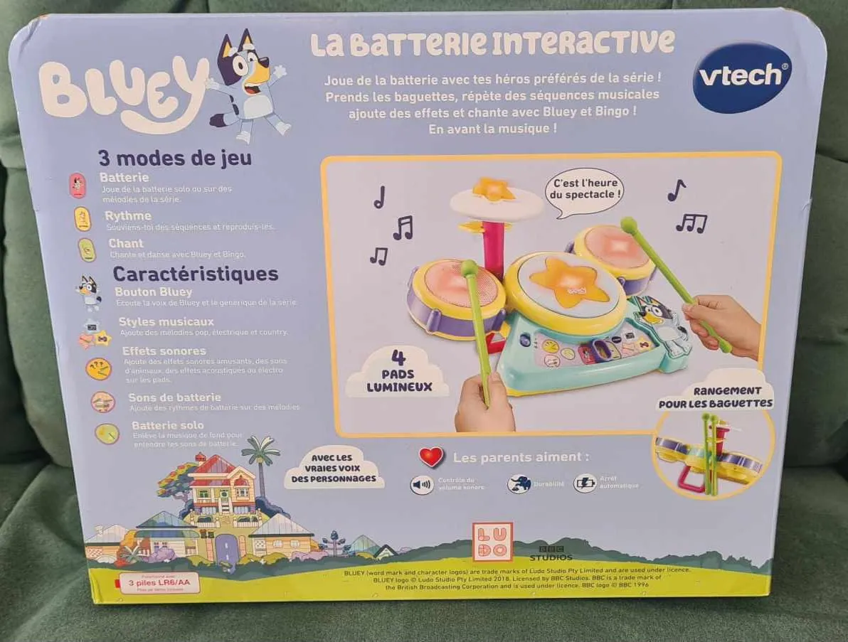 VTech Bluey Interaktives Schlagzeug Französisch ab 3 Jahren