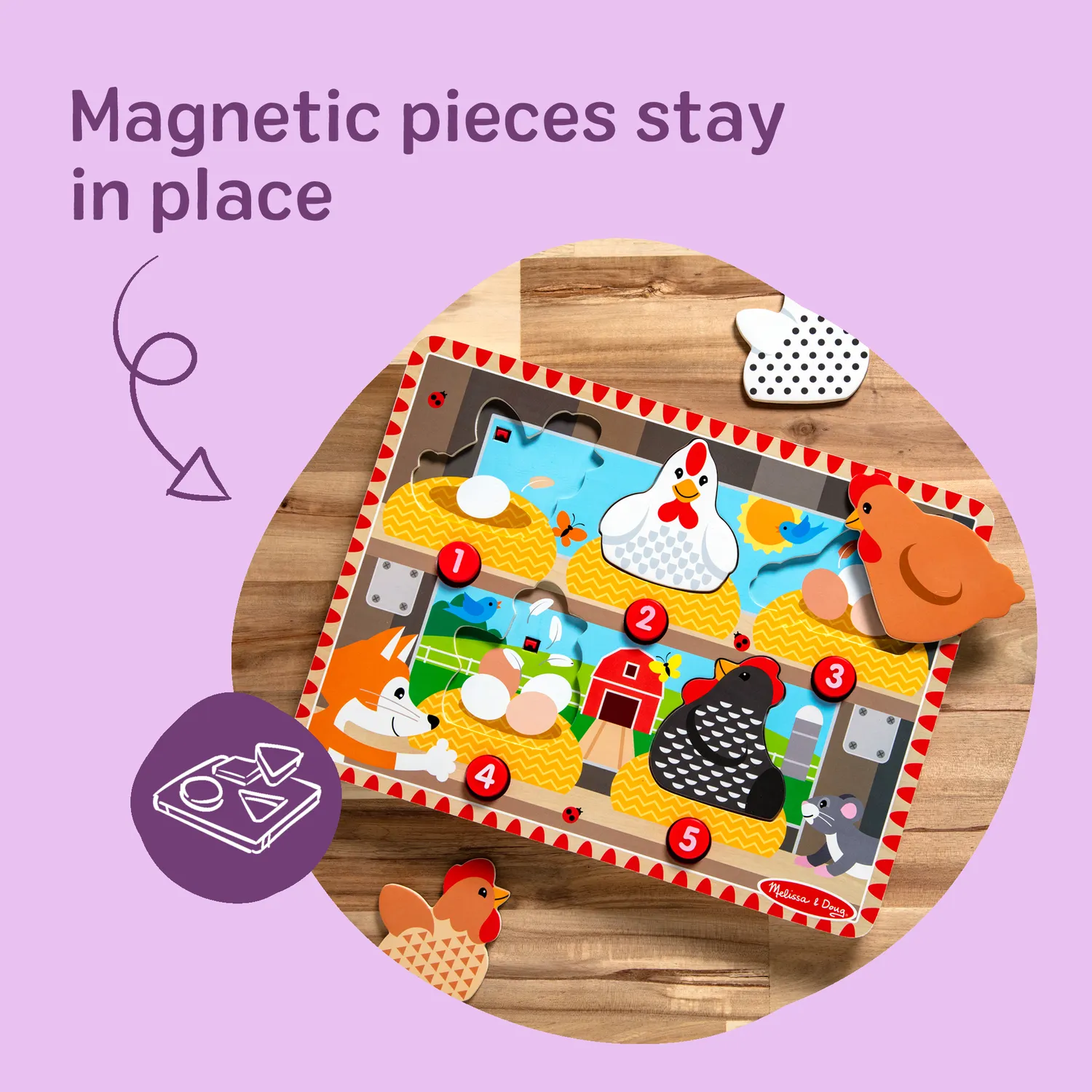 Melissa & Doug Happy Hens Push Pop Puzzle Hühner Holz