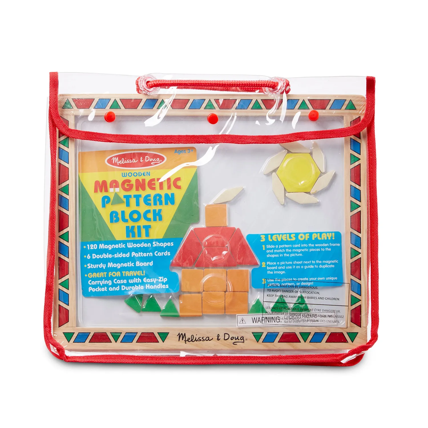Melissa & Doug Wooden Magnetic Pattern Block Kit Legespiel 120-tlg