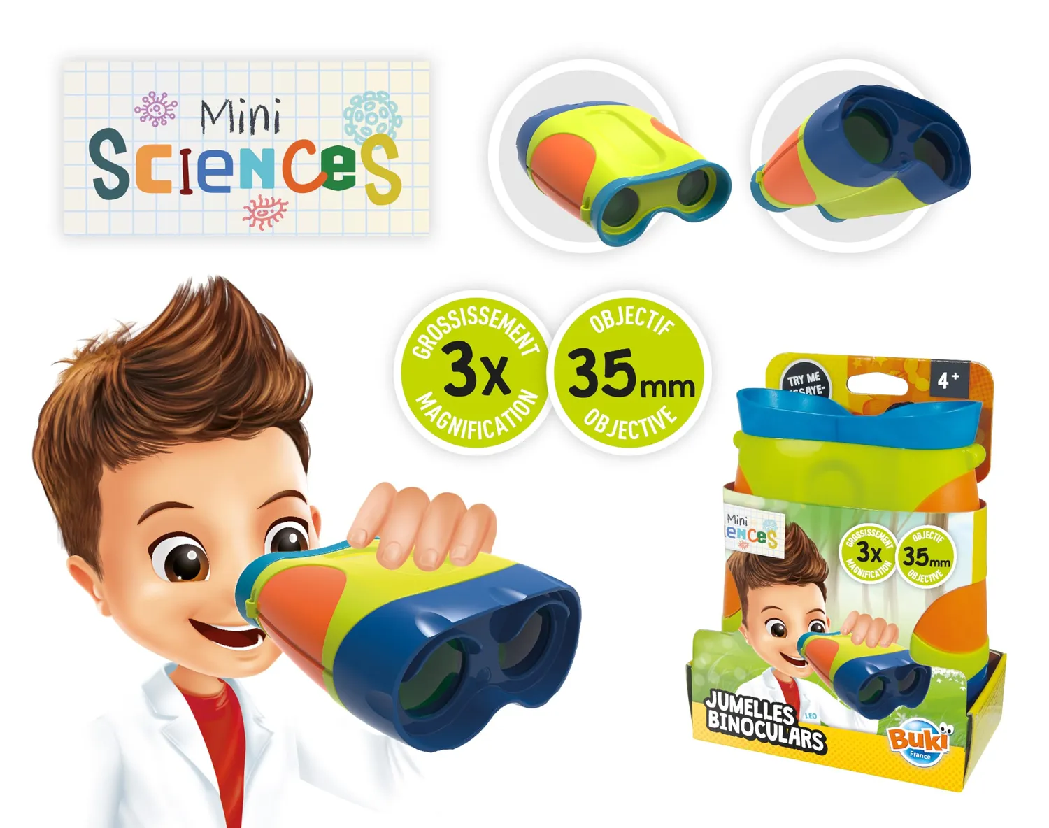Buki Mini Sciences 9001 Fernglas 3x35 Kinderfernglas ab 4 Jahre