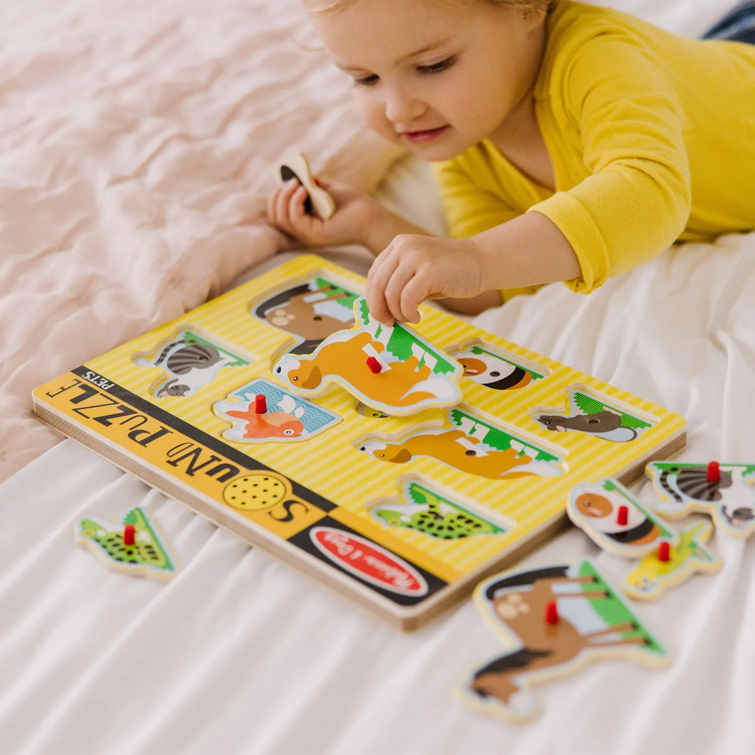 Melissa & Doug Pets Sound Puzzle Holzpuzzle 8 Teile mit Tierstimmen