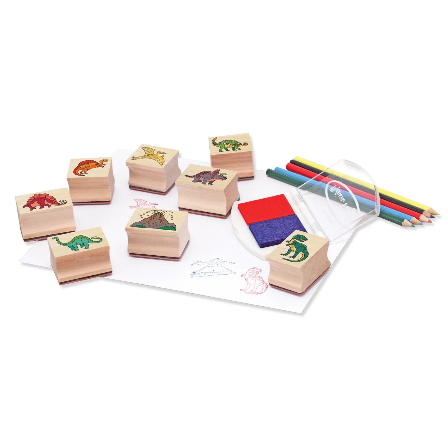Melissa & Doug Wooden Stamp Set Dinosaurs Stempelset Holz 8-tlg