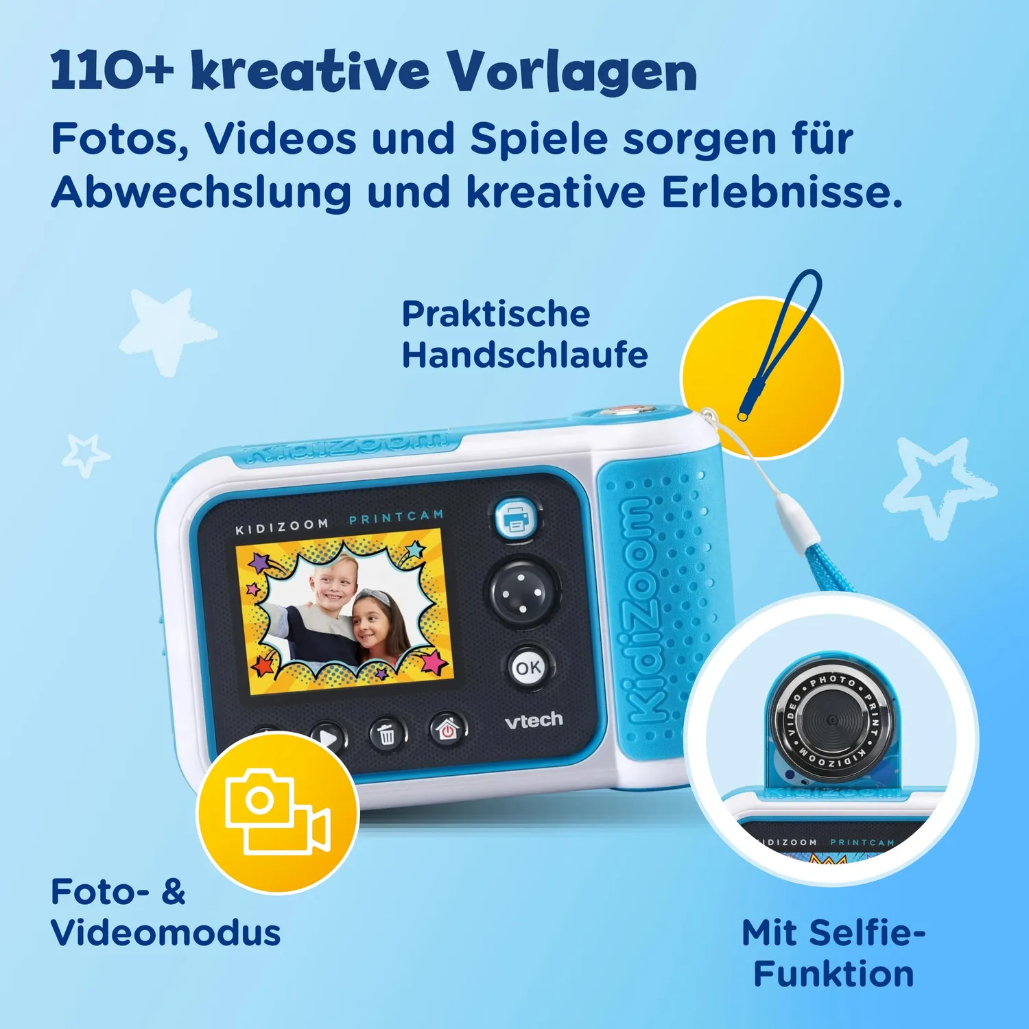 VTech KidiZoom Print Cam Kinderkamera blau mit Drucker