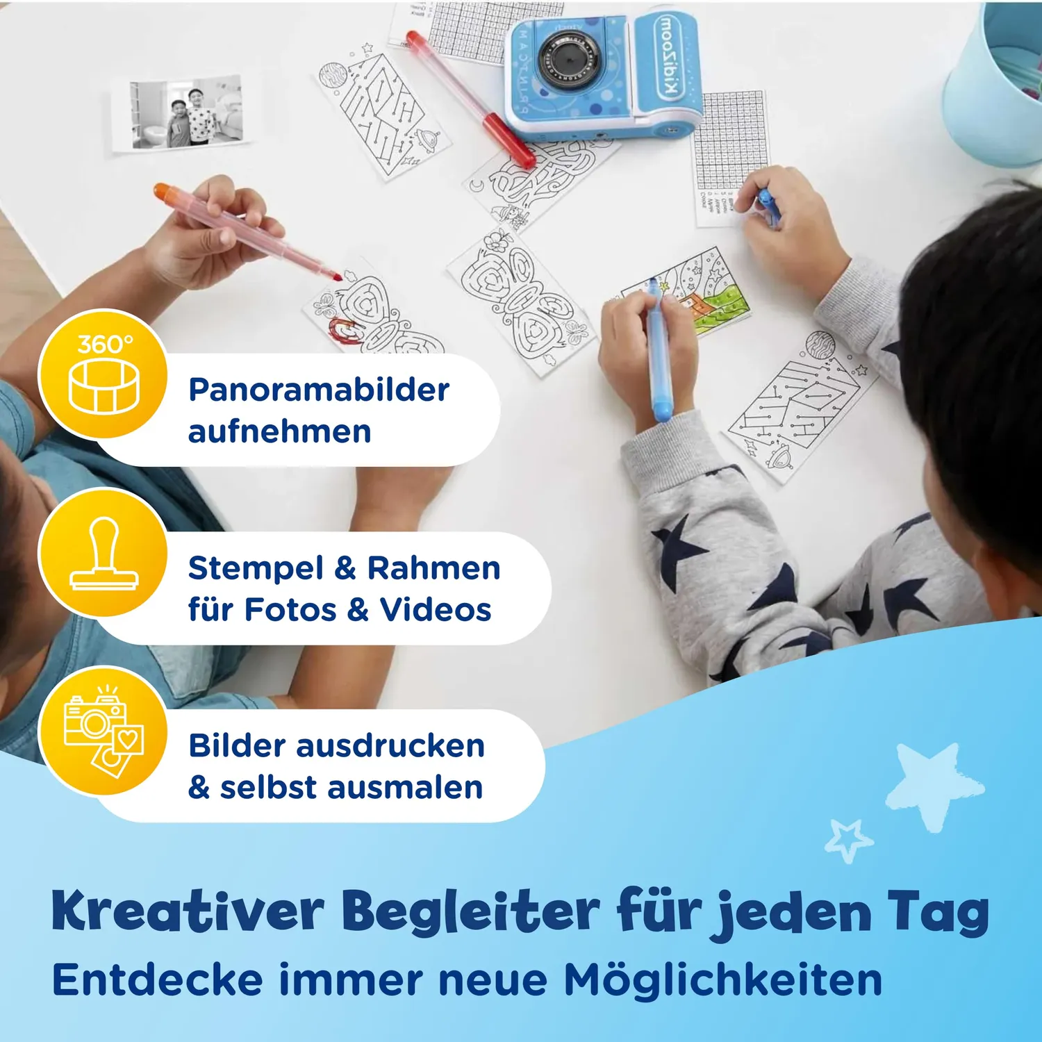 VTech KidiZoom Print Cam Kinderkamera blau mit Drucker