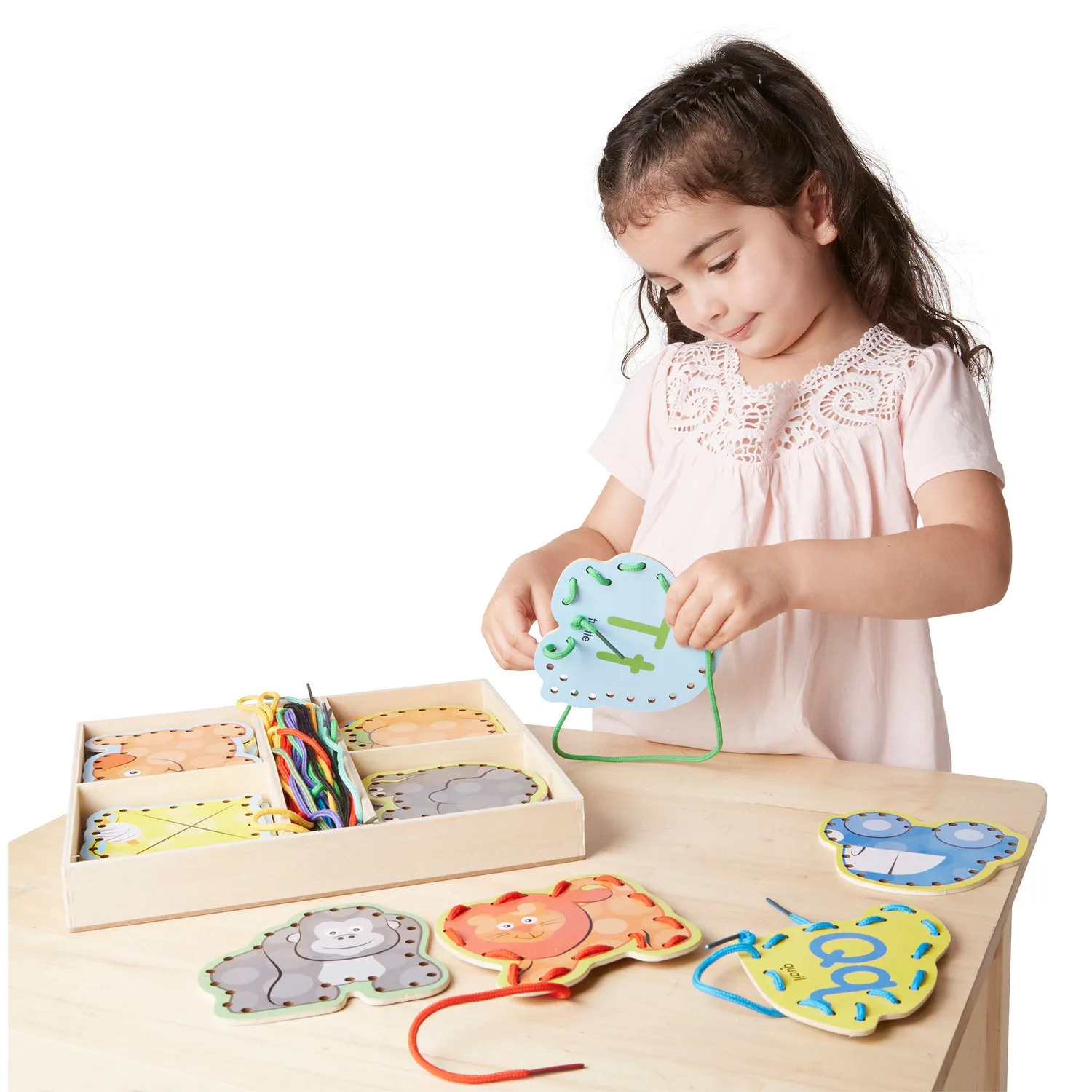Melissa & Doug Alphabet Lacing Cards Fädelspiel Buchstaben Holz