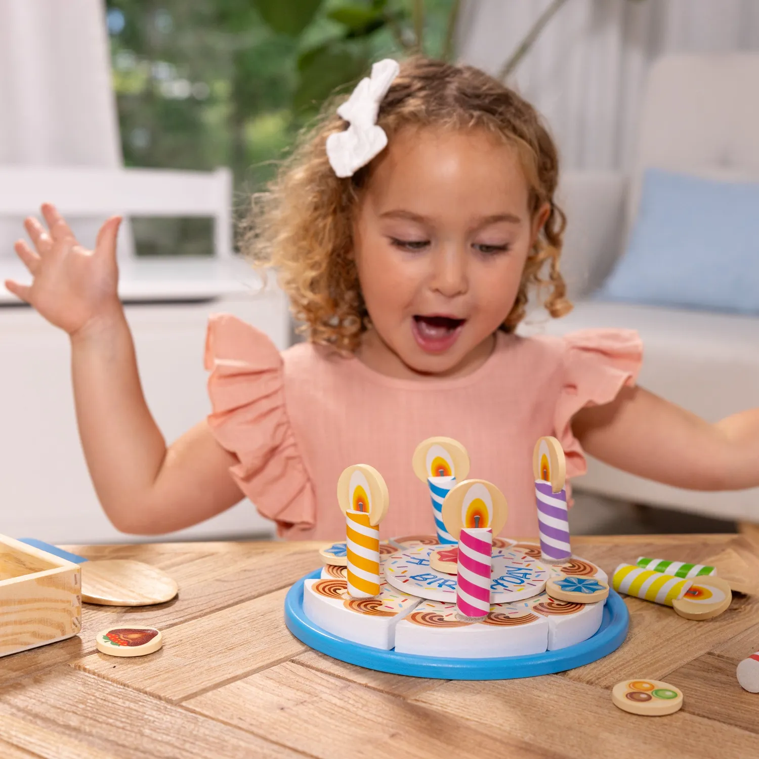 Melissa & Doug Geburtstagskuchen Spielset Holz 34-teilig schneidbar
