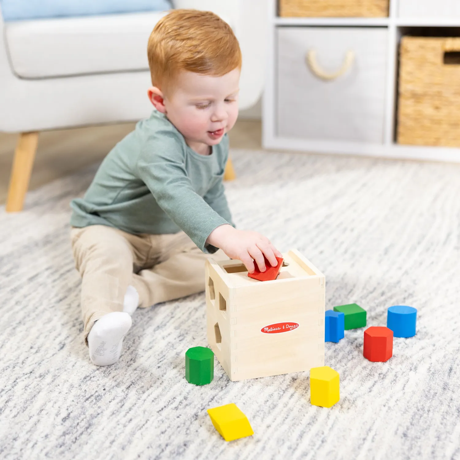 Melissa & Doug Shape-Sorting Formenwürfel Holz 12 Formen