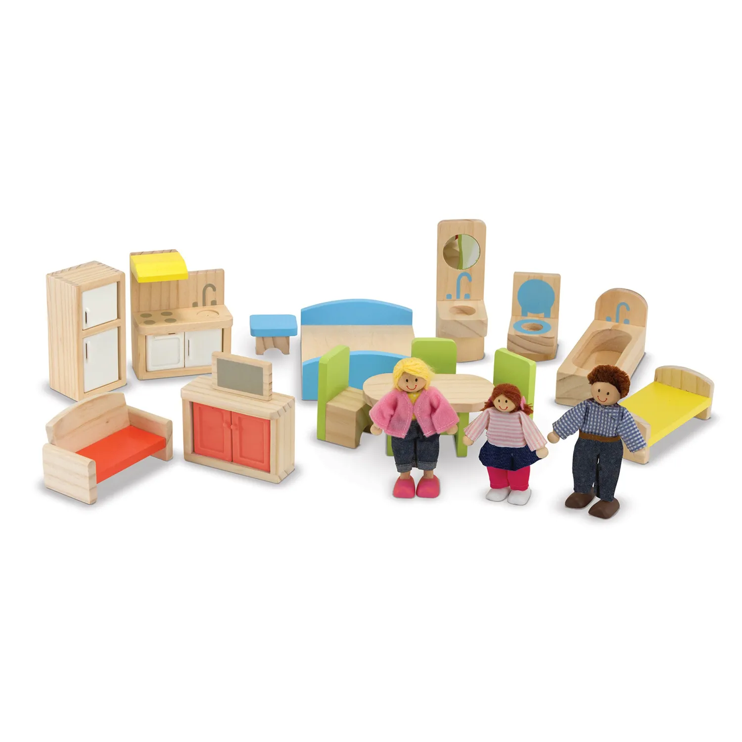 Melissa & Doug Hi-Rise Puppenhaus Holz mit Möbeln
