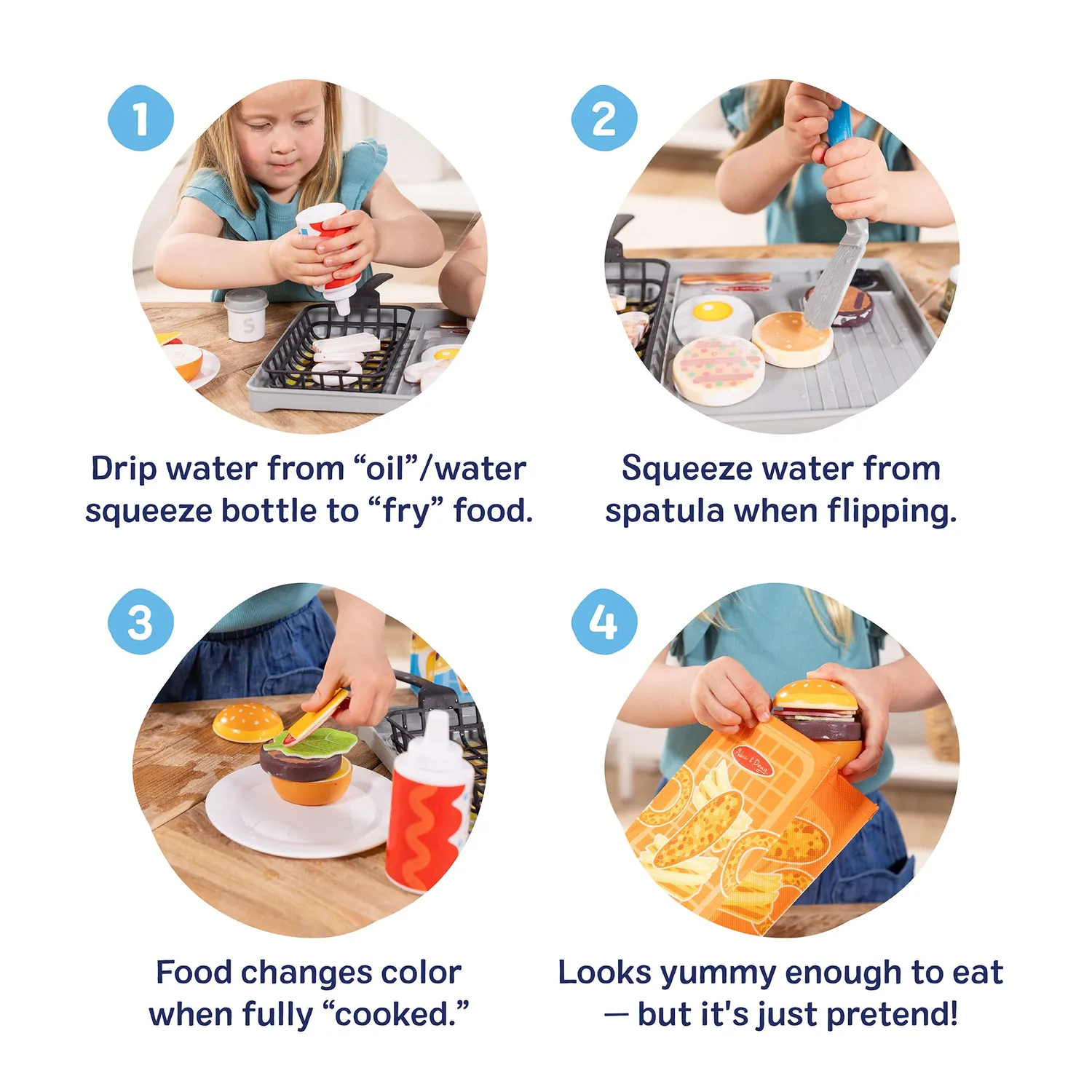 Melissa & Doug Flip & Fry Grill Spielset Water Wow Farbwechsel