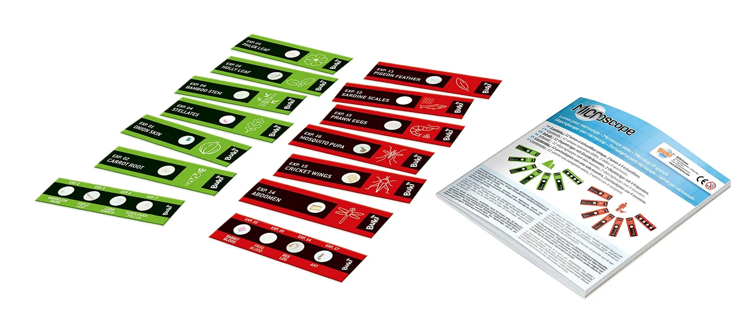 Buki France MR001 Mikroskop-Präparate Set 20 Proben für Kinder