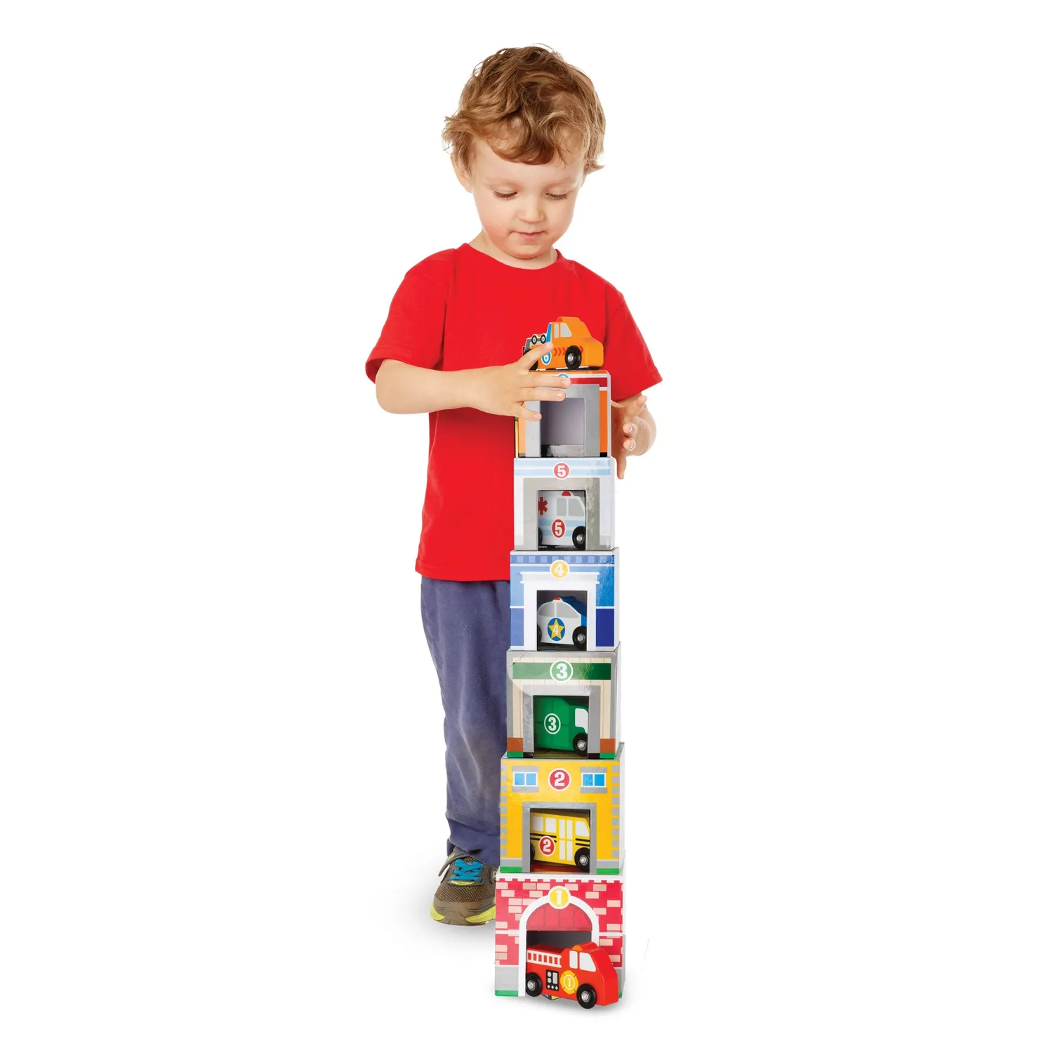 Melissa & Doug Nesting Sorting Buildings Vehicles Stapelspiel Holz