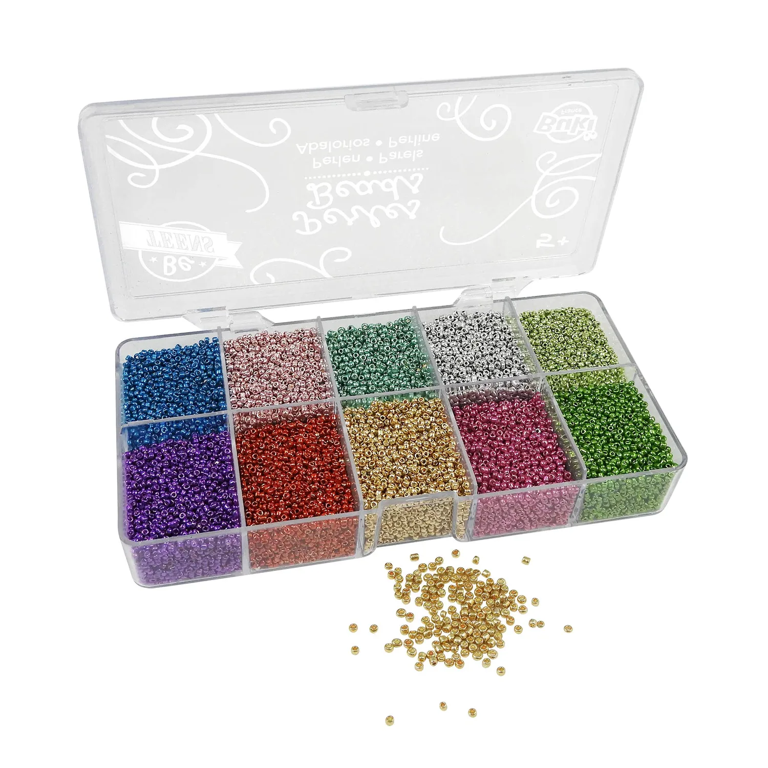 Buki Metallperlen PE013 Perlenbox 18 Farben 20g