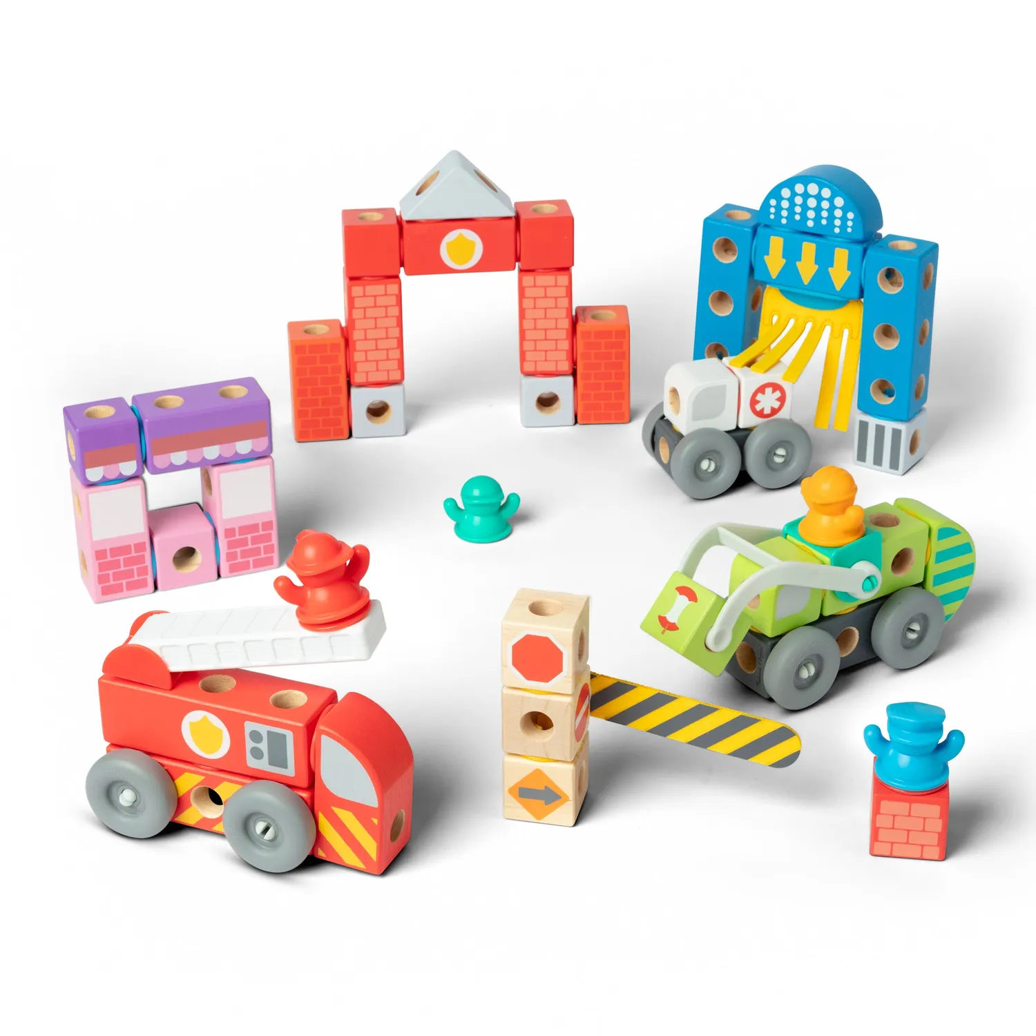 Melissa & Doug Blockables City Deluxe Bausteine Holz 131-tlg