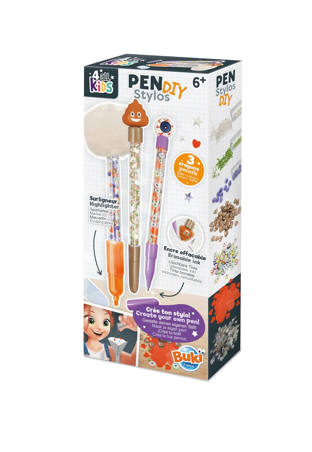 Buki France FK023 Kreativ-Set 3 Stifte radierbar Poop