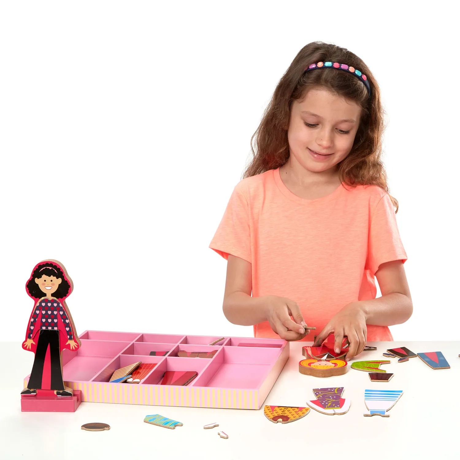 Melissa & Doug Abby & Emma Magnetpuppen Anziehspiel 56 Teile Holz