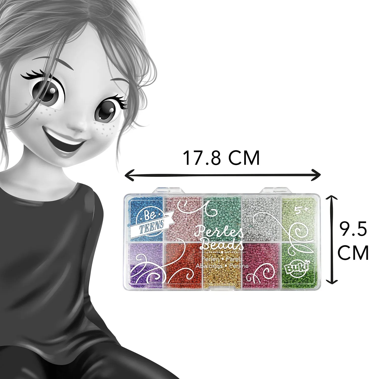 Buki Metallperlen PE013 Perlenbox 18 Farben 20g