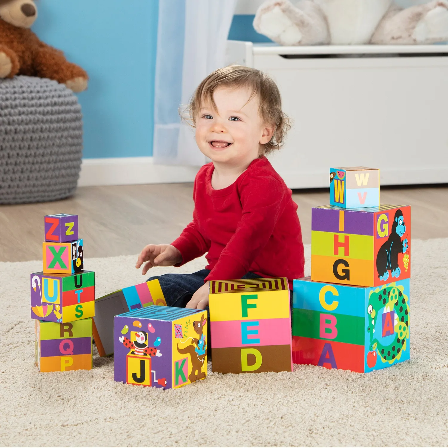 Melissa & Doug Alphabet Stapelblöcke 10er Karton stapelbar
