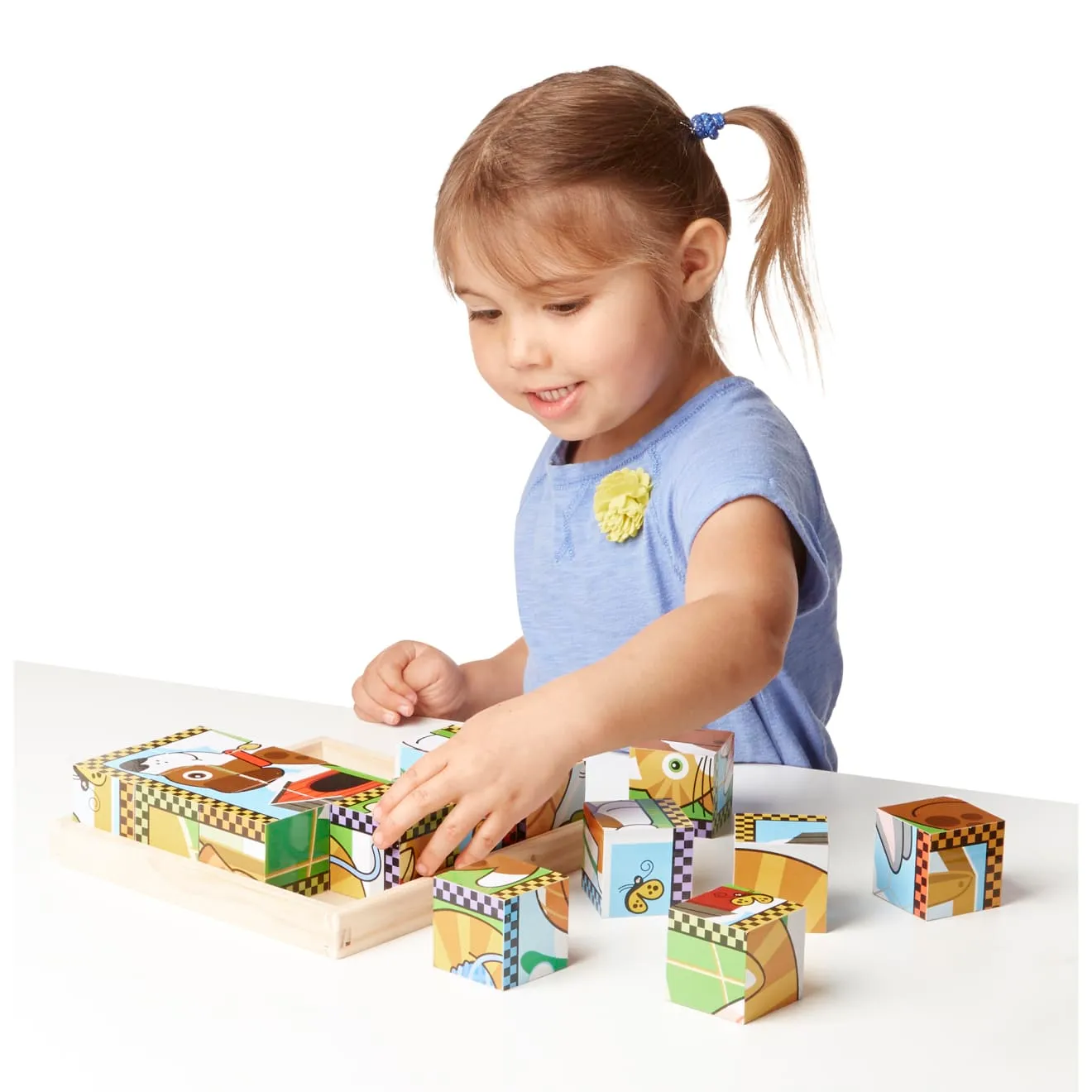 Melissa & Doug Pets Würfelpuzzle Holz 16 Würfel