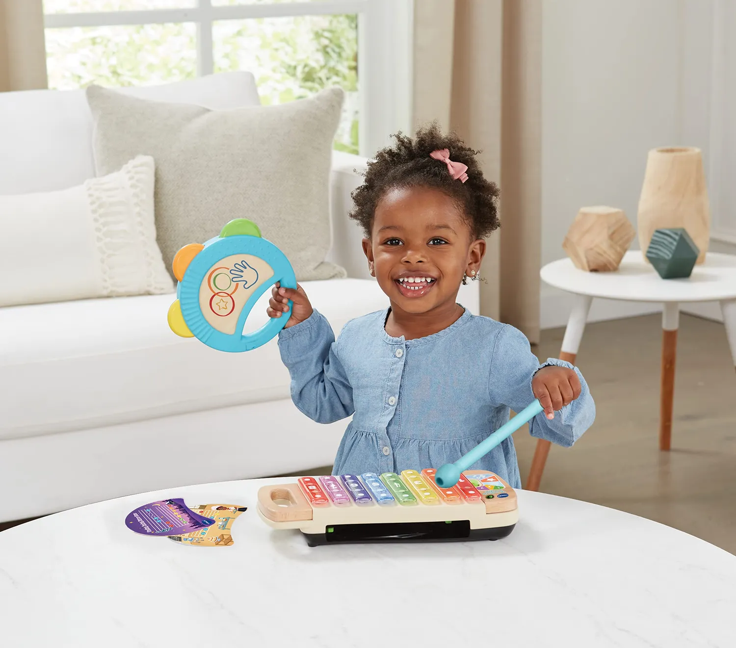 VTech Holz-Xylofon Tamburin Musikspielzeug 8 Klangstäbe