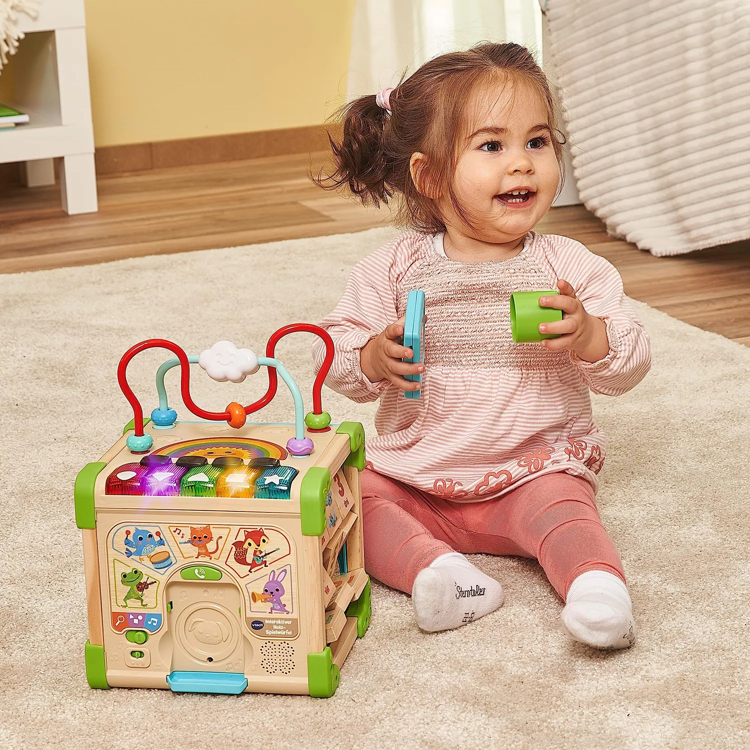 VTech Holz-Spielwürfel Interaktiv FSC Lernwürfel 12-36 Monate