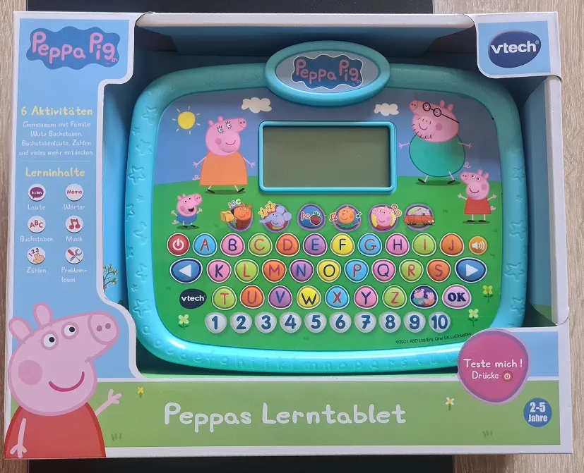 VTech Peppa Lerntablet Kindertablet 2-5 Jahre mit 26 Tasten
