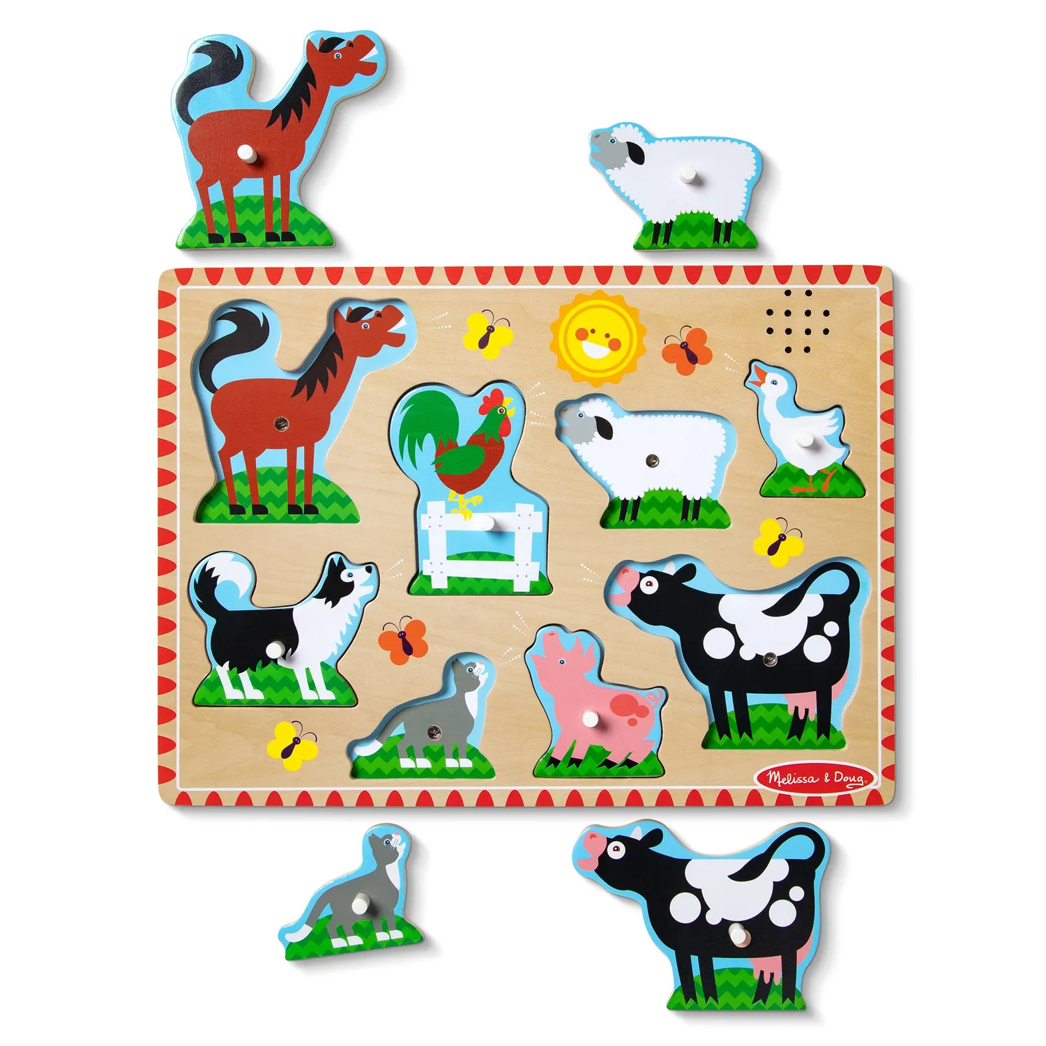 Melissa & Doug Farm Soundpuzzle Holz 8 Teile Tierstimmen