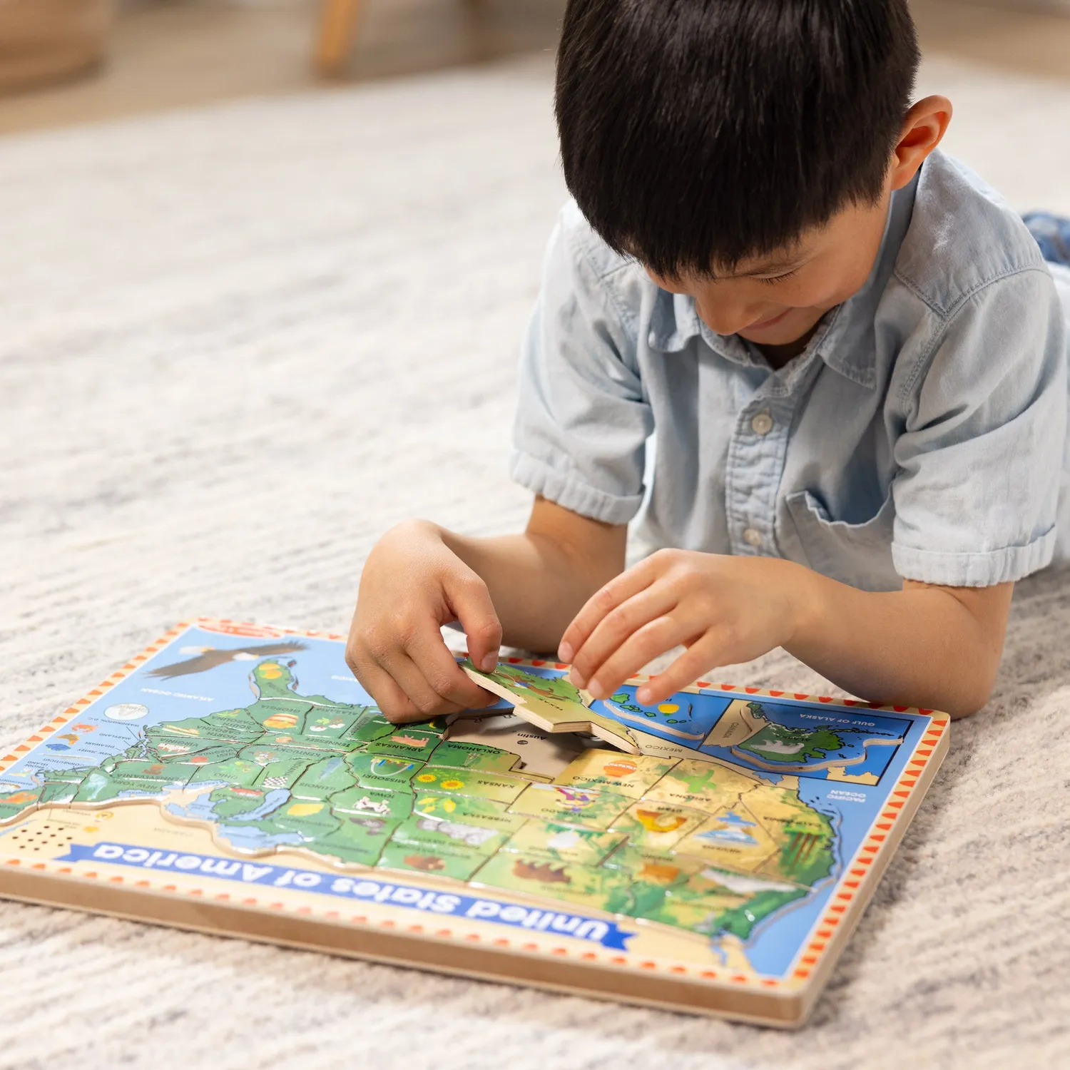 Melissa & Doug USA Soundpuzzle Holz 40-teilig USA-Karte