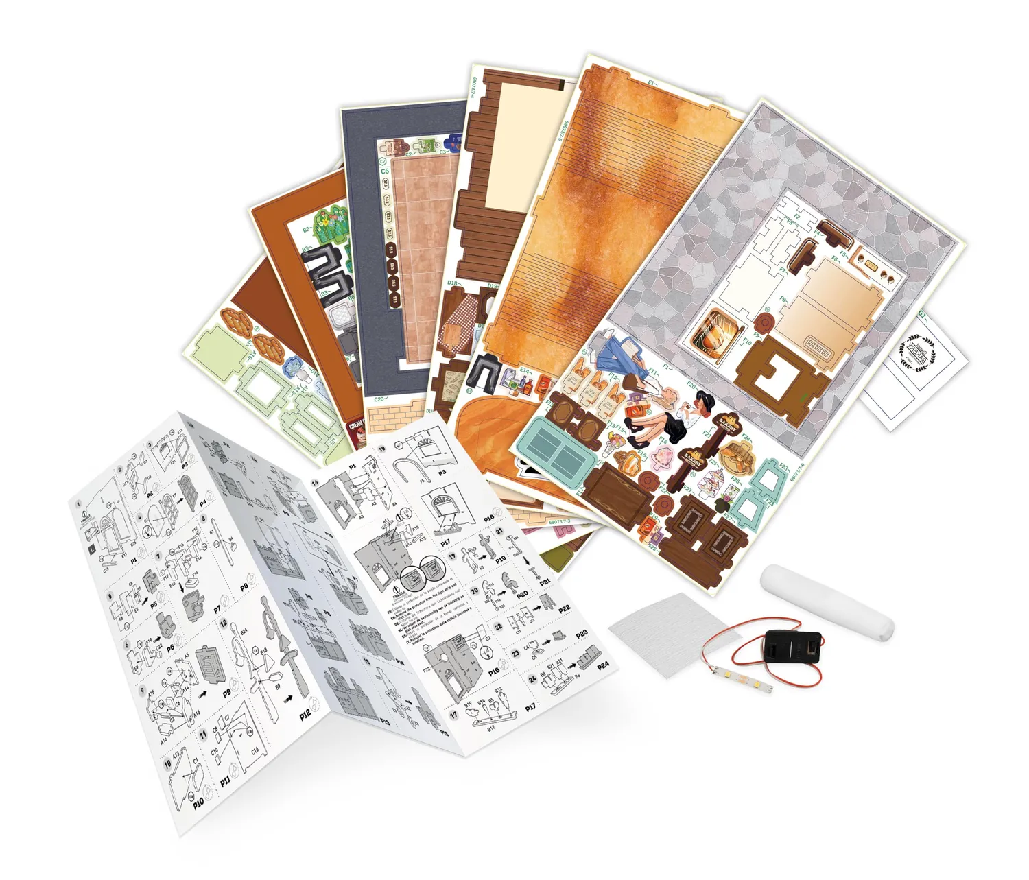 Buki 68073 Diorama Bäckerei Holz-Bausatz 179 Teile LED