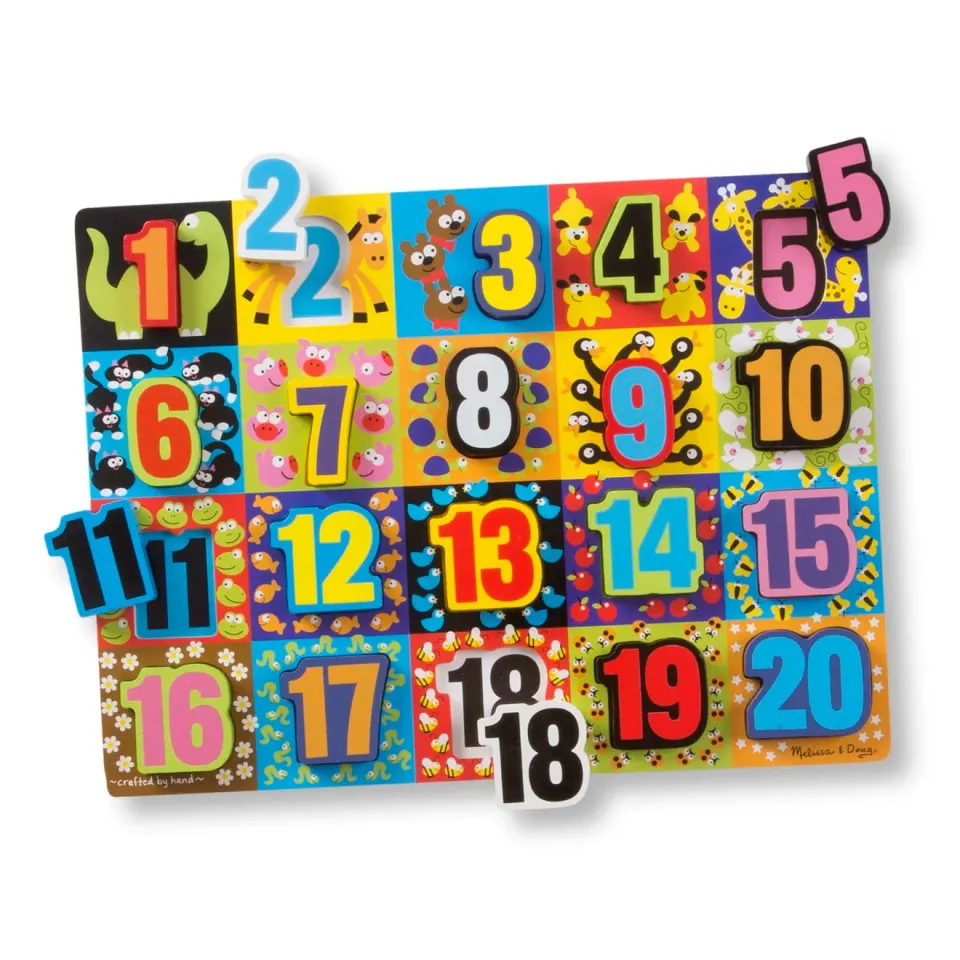 Melissa & Doug Jumbo Numbers Holzpuzzle Zahlen 1-20 20 Teile
