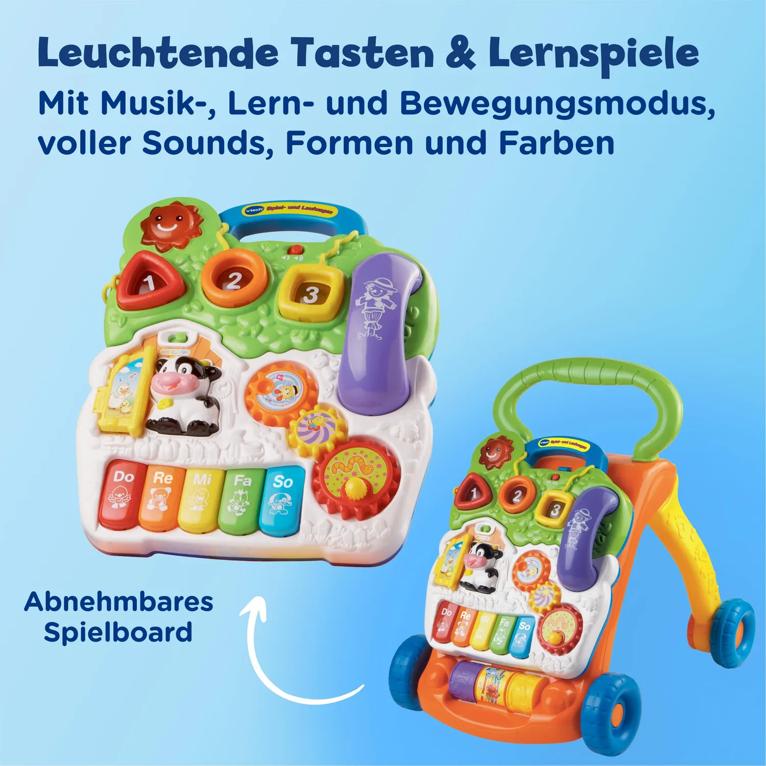 VTech Spiel- und Laufwagen Lauflernhilfe mit Spielboard