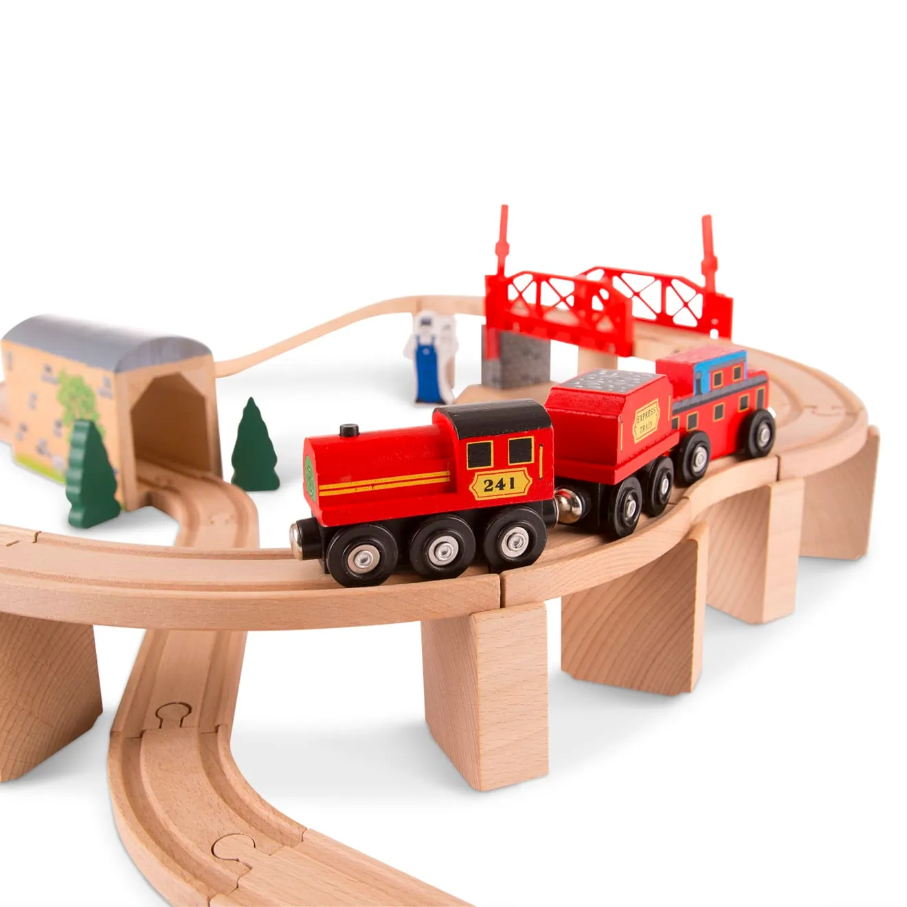 Melissa and Doug Drehbrücke Holzeisenbahn 47 Teile