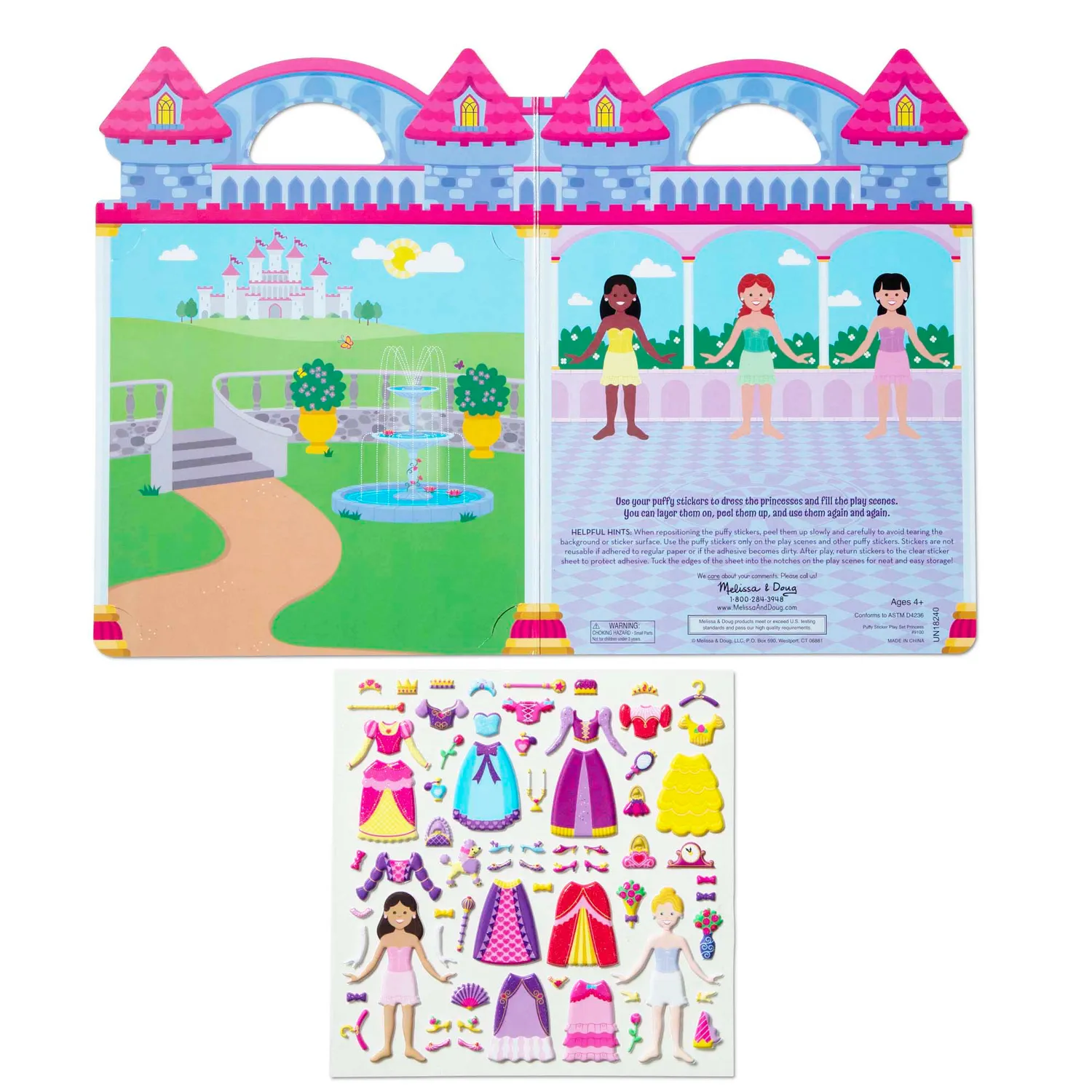 Melissa & Doug Puffy Sticker Prinzessin Sticker-Set 67 Sticker